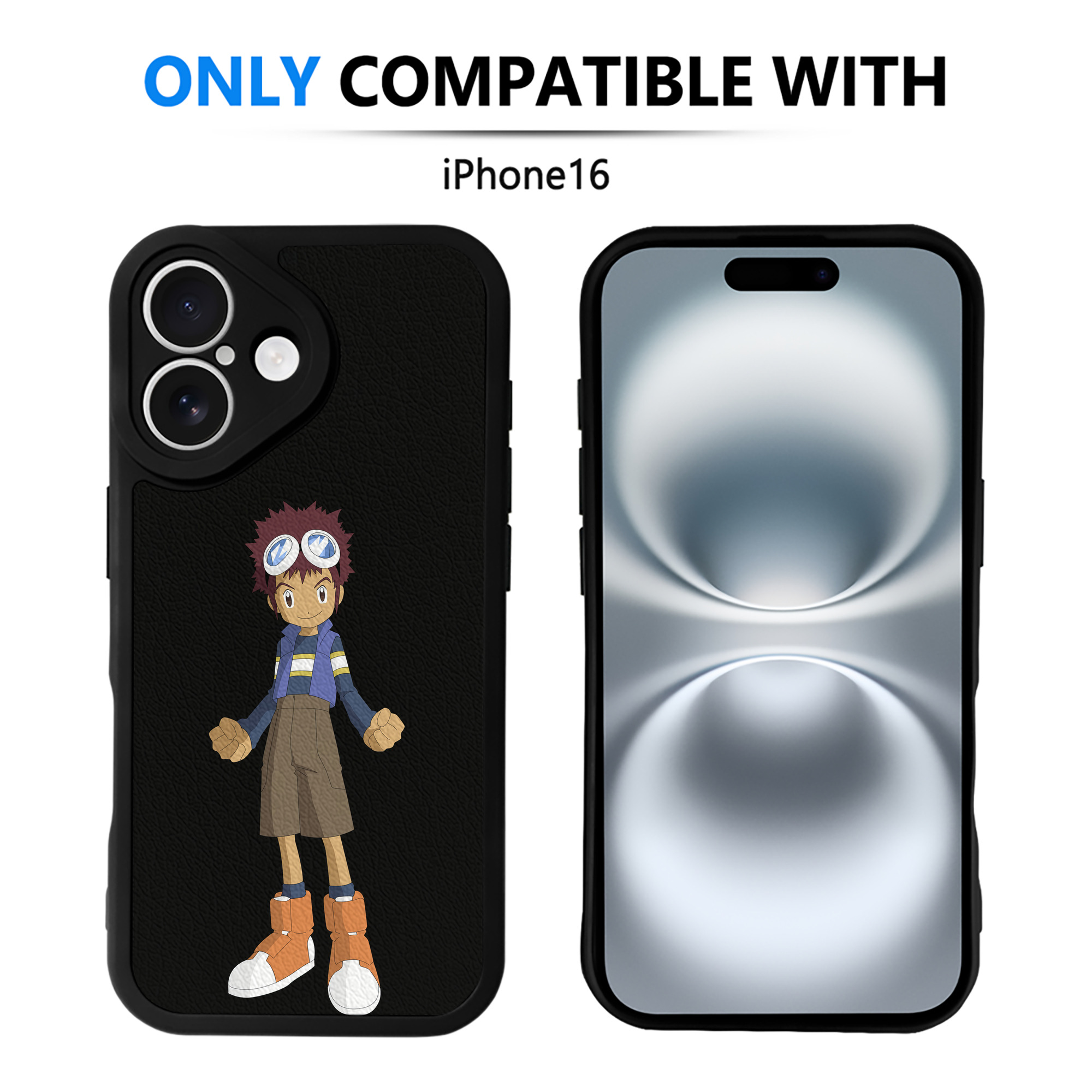 （画像用） Digimon デジタルモンスター/デジモン 【iPhone 16シリーズ対応】シリコンスマホケース（レザー調） 材質：シリコン
